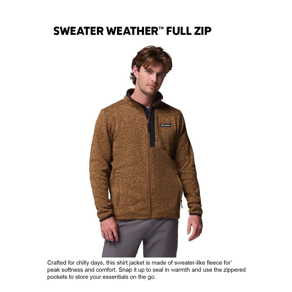 Columbia Sweater Fleece Jacket Mens XL Full Zip AO9710 Gorpcore Brown Marl